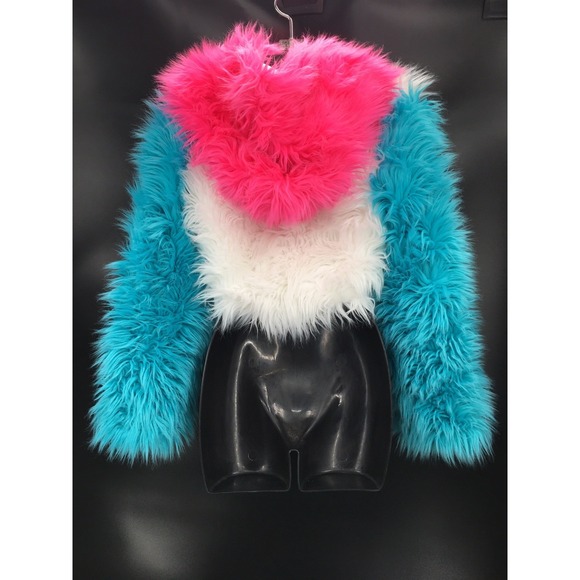 Velu Ice Cream Social Liner Faux Fur Jacket Size S/XS Colorful - Picture 2 of 8